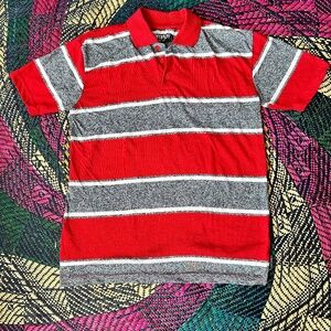 Vintage Striped Collar Short Sleeve Size Small